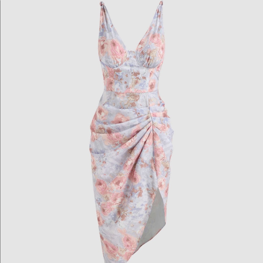 Purple floral midi dress
